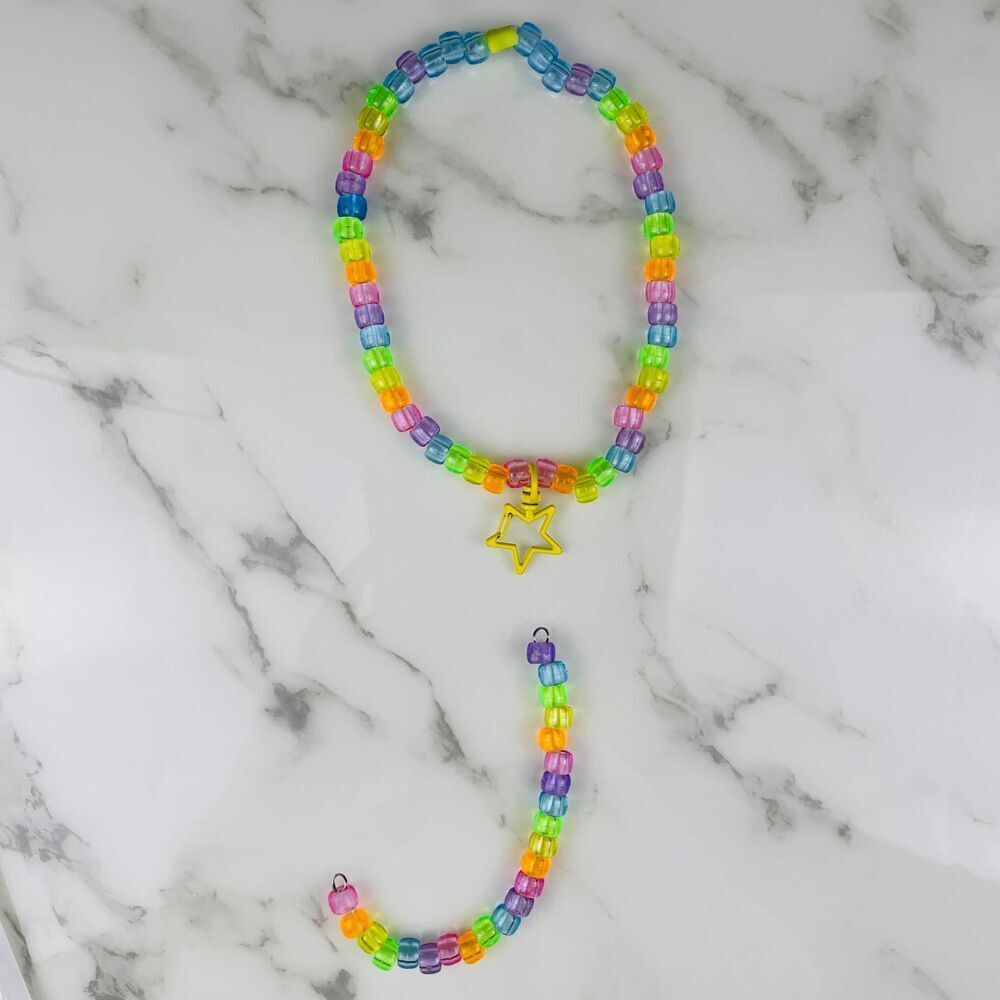 6pc Rainbow convertible Necklace & removable binky cord/bracelet 2 pair earrings - Picture 5 of 7
